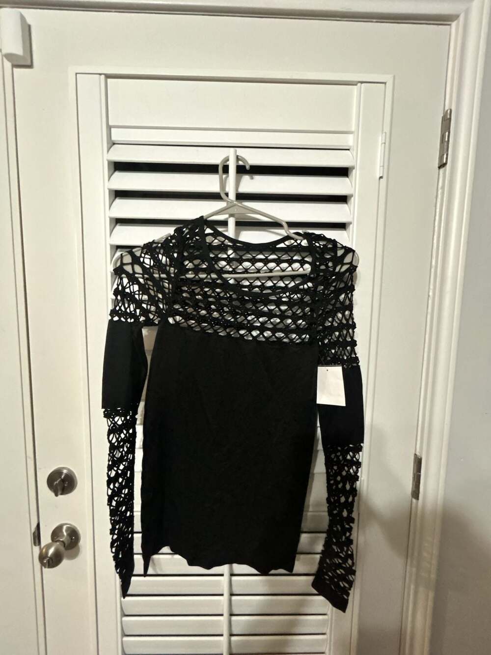 Venus Black Openwork Mesh Long Sleeve Bolero Shrug Top Size S